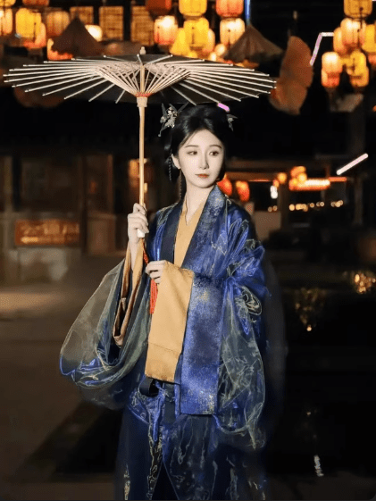 blue robe chinese traditional hanfu clothes-Jianxi Hanfu
