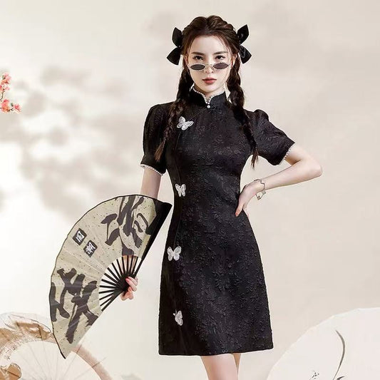 Qipao Cheongsam Dress - Butterfly - Jianxi Hanfu