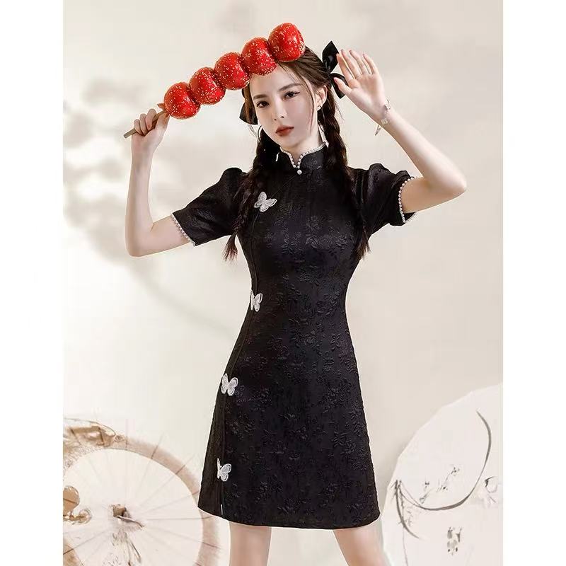 Qipao Cheongsam Dress - Butterfly - Jianxi Hanfu