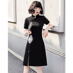 black cheongsam qipao dress - Jianxi Hanfu
