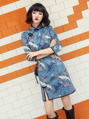 Qipao Cheongsam Dress - Crane - Jianxi Hanfu