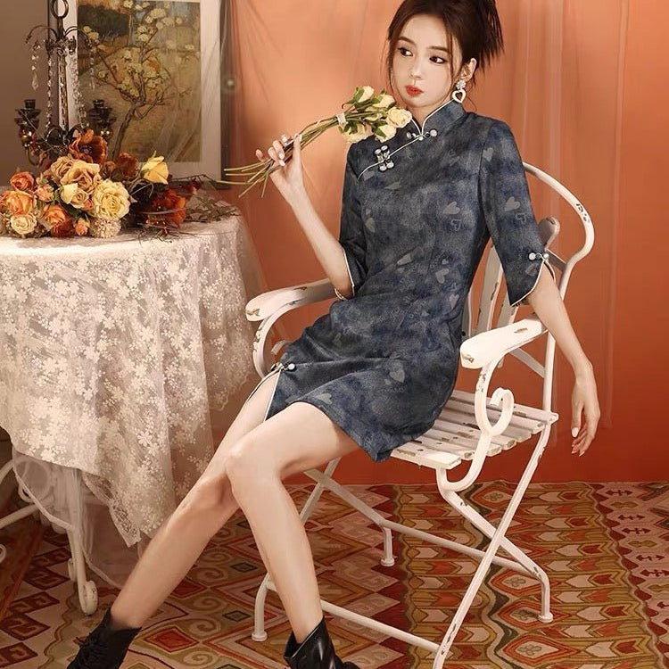 Qipao Cheongsam Dress - Heart - Jianxi Hanfu