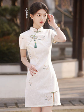 new chinese style women's white qipao dress - Jianxi Hanfu