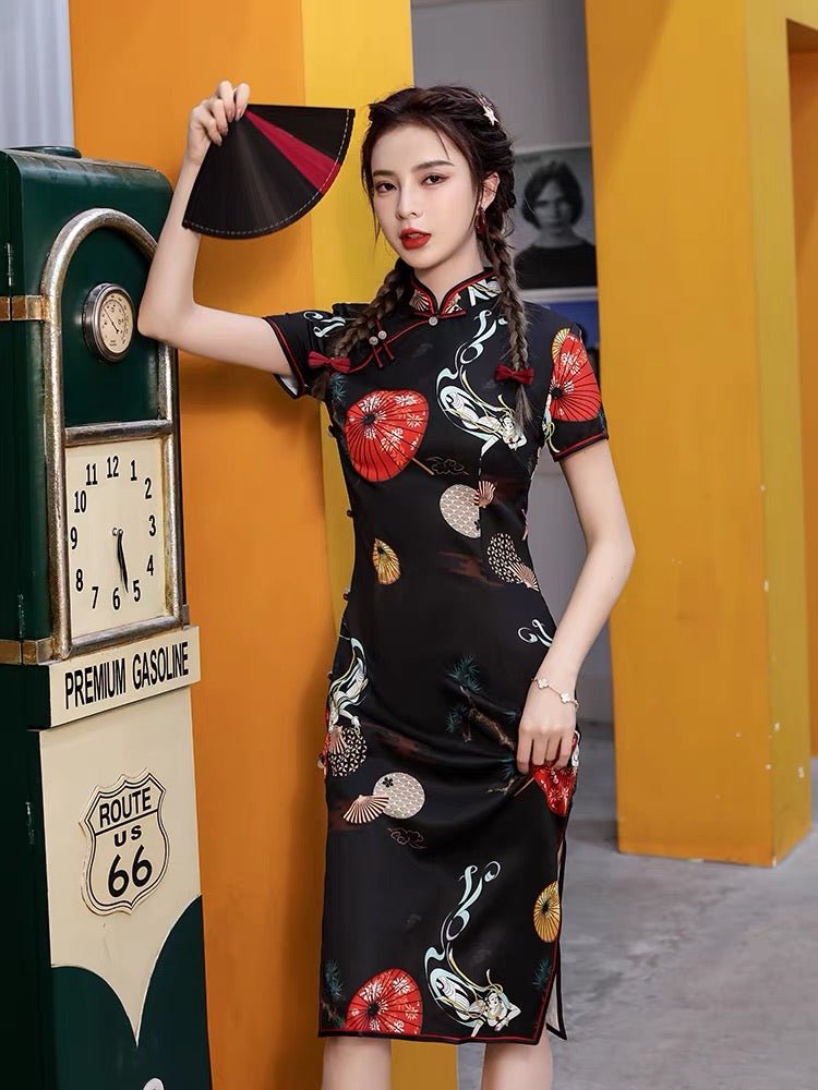 Qipao Cheongsam Dress - Umbrella - Jianxi Hanfu