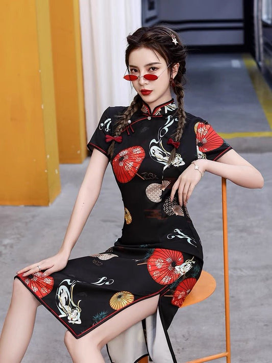 Qipao Cheongsam Dress - Umbrella - Jianxi Hanfu