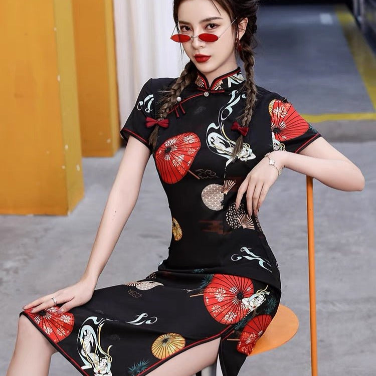 Qipao Cheongsam Dress - Umbrella - Jianxi Hanfu