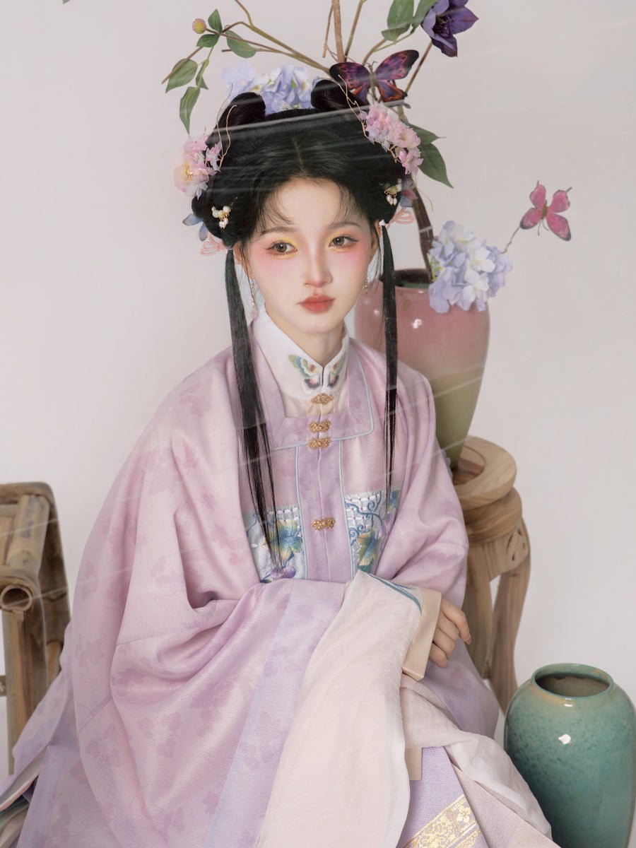 pink hanfu dress ming dynasty women's summer clothes-Jianxi Hanfu