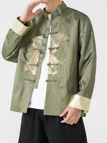 green tang suit hanfu male-Jianxi Hanfu