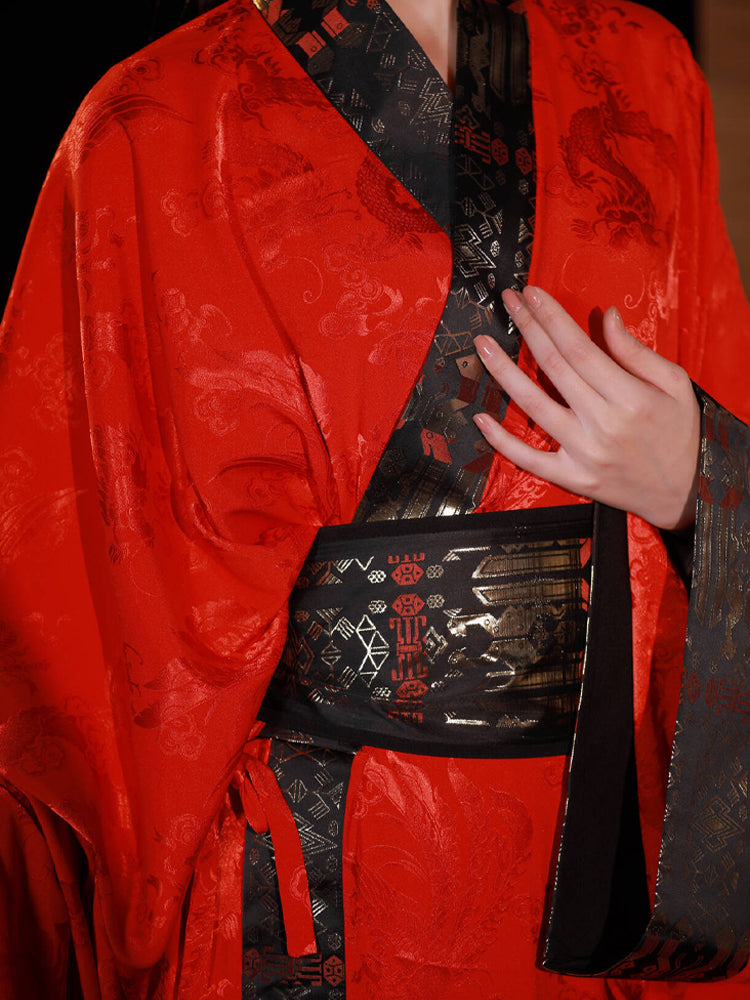 red robe traditional Chinese women's hanfu robe - Jianxi Hanfu