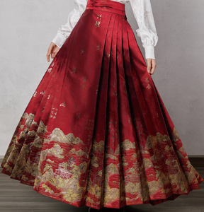 red wedding dress mamianqun skirt - Jianxi Hanfu