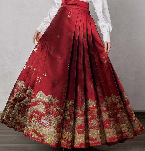 red wedding dress mamianqun skirt - Jianxi Hanfu