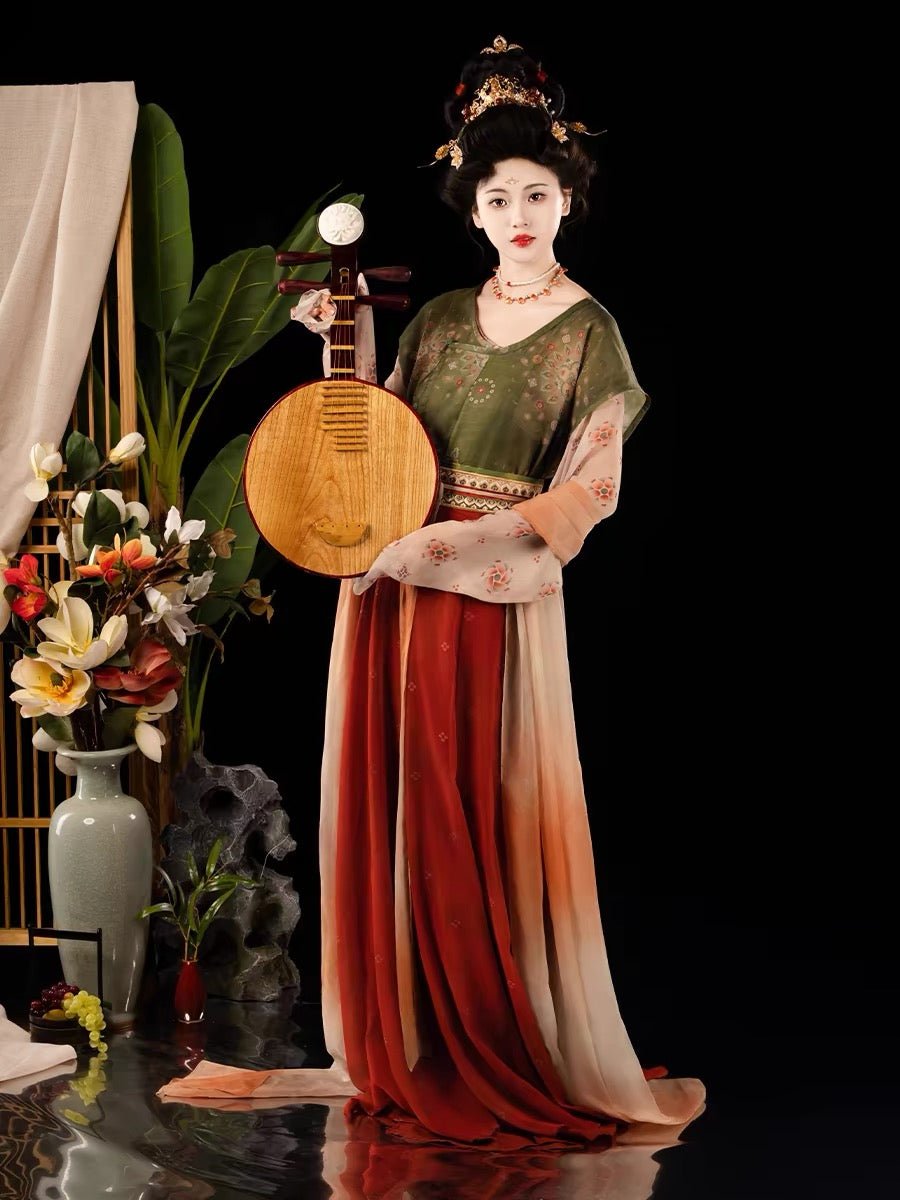 green/red qiyao ruqun girls summer dress-Jianxi Hanfu