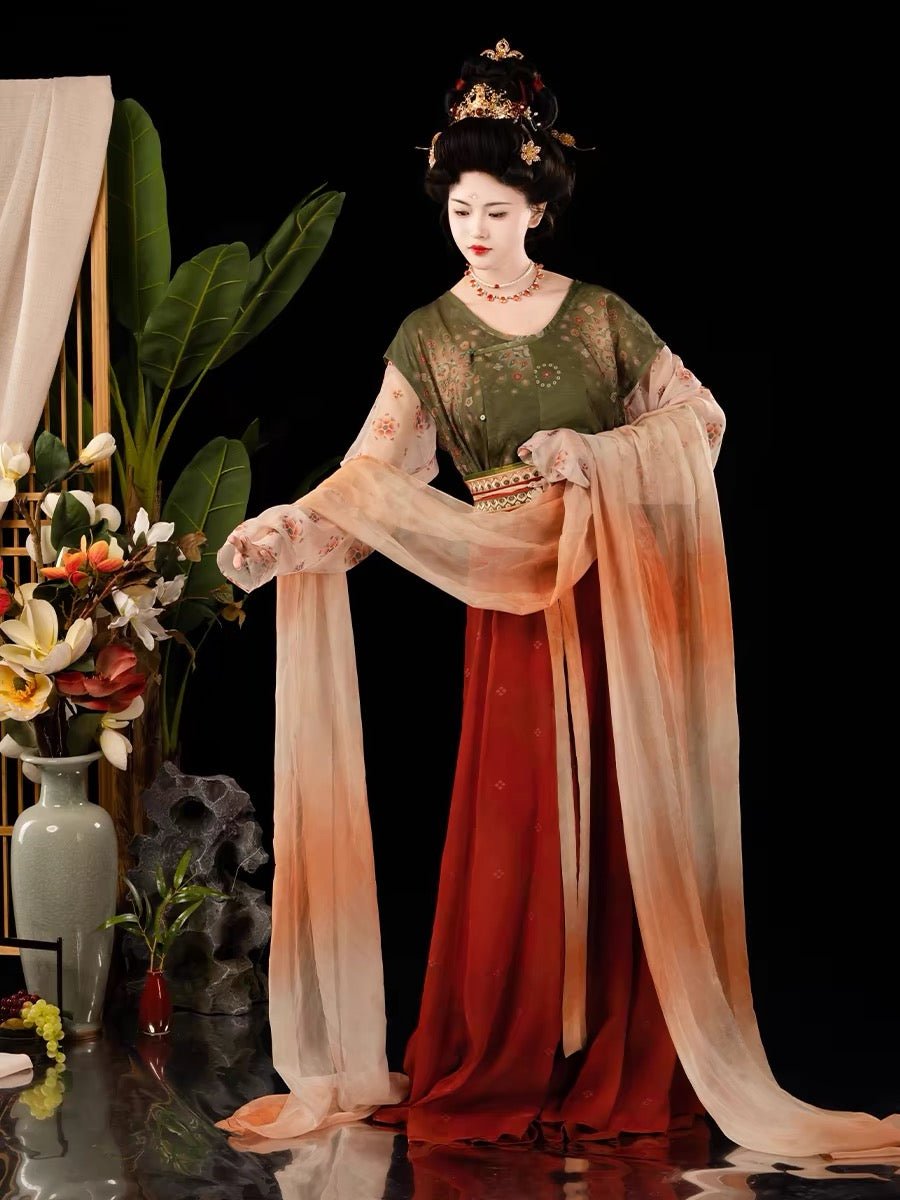 green/red qiyao ruqun girls dress-Jianxi Hanfu