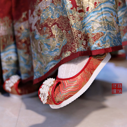 red shoes wedding hanfu shoes-Jianxi Hanfu