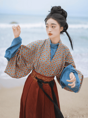 northern wei dyansty women's blue hanfu shirt- Jianxi Hanfu