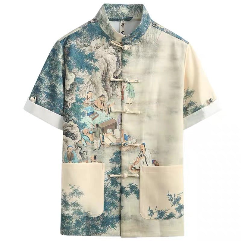 tang suit chinese style men's shirt-Jianxi Hanfu
