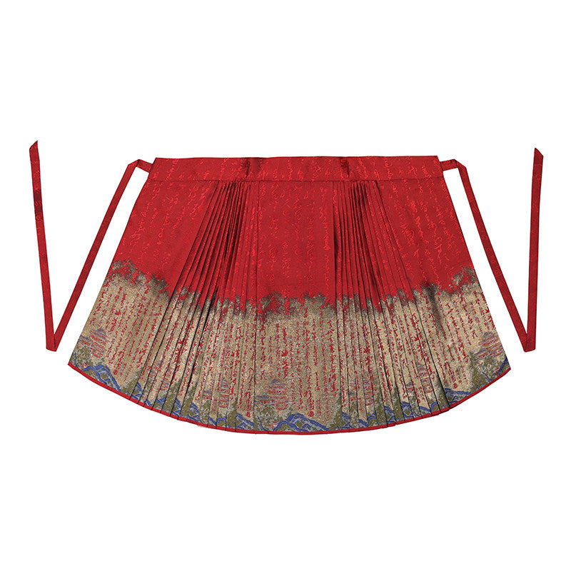 new chinese style women's red mamian skirt - Jianxi Hanfu