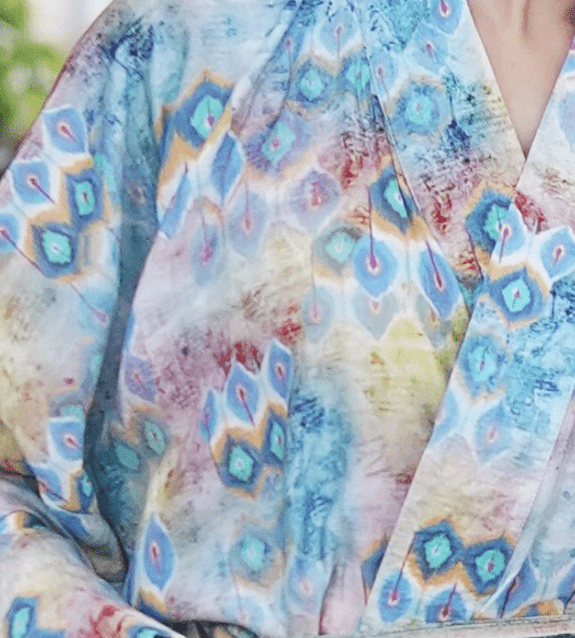 women's blue shirt cross collar hanfu - Jianxi Hanfu