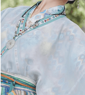 blue shirt women's cross collar hanfu - Jianxi Hanfu