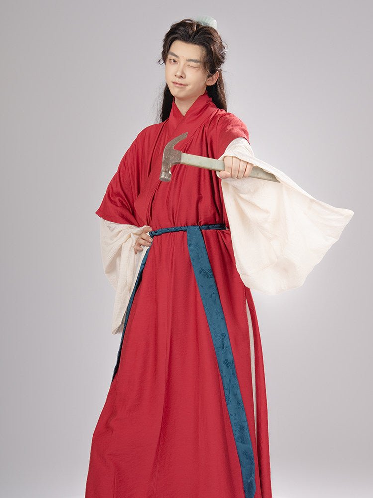 song dynasty men's hanfu cloth red robe - Jianxi Hanfu