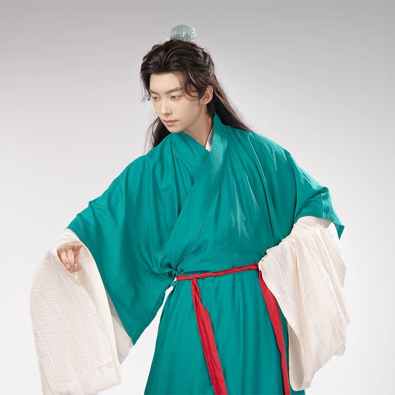 song dynasty men's hanfu cloth green robe - Jianxi Hanfu