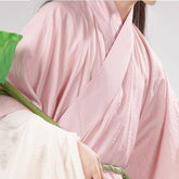 song dynasty men's hanfu cloth pink cross collar robe - Jianxi Hanfu