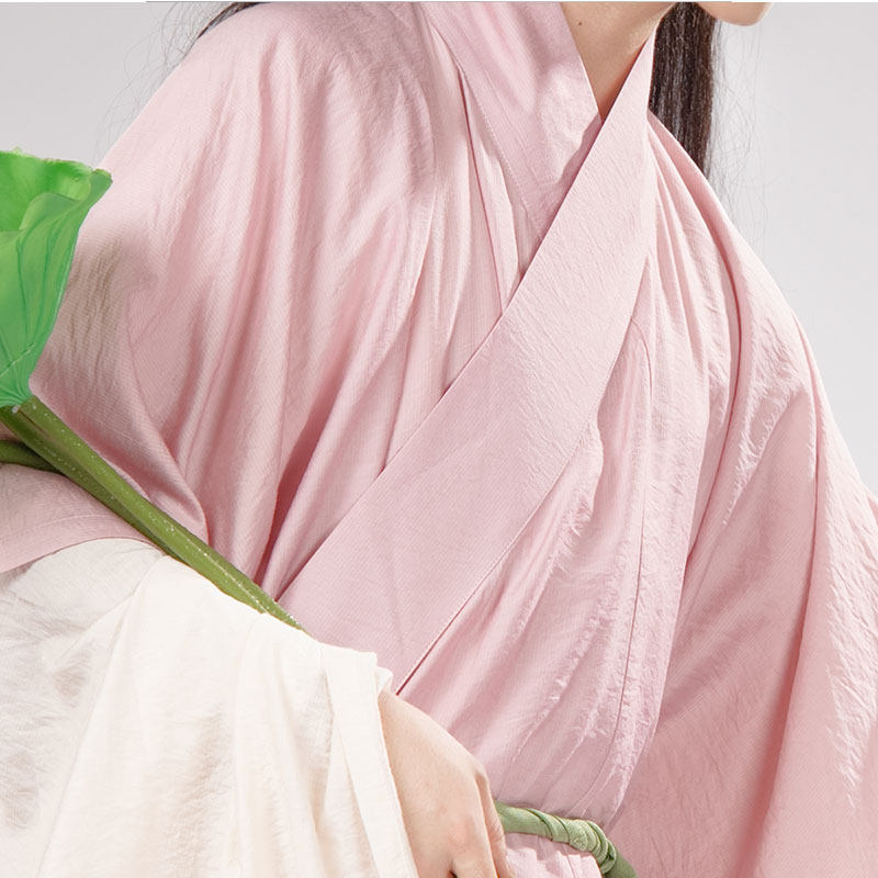 song dynasty men's hanfu cloth pink cross collar robe - Jianxi Hanfu