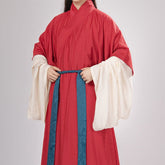 song dynasty men's hanfu cloth red cross collar robe - Jianxi Hanfu