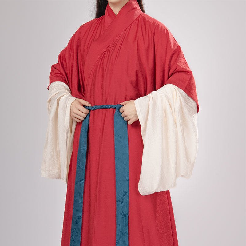 song dynasty men's hanfu cloth red cross collar robe - Jianxi Hanfu