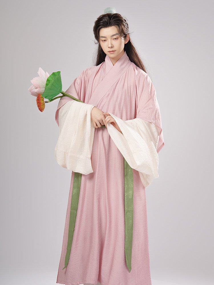 song dynasty men's hanfu cloth pink robe - Jianxi Hanfu