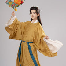song dynasty cloth shoes men's hanfu yellow robe - Jianxi Hanfu