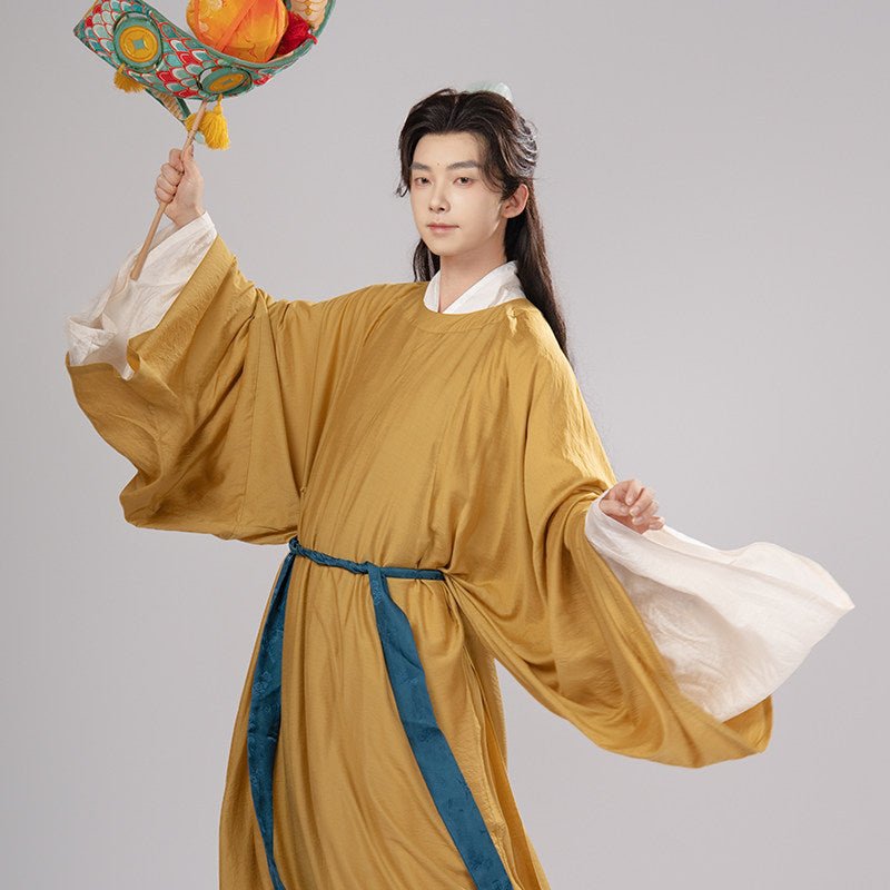 song dynasty cloth shoes men's hanfu yellow robe - Jianxi Hanfu