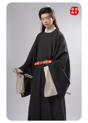 song dynasty cloth shoes men's hanfu black robe - Jianxi Hanfu