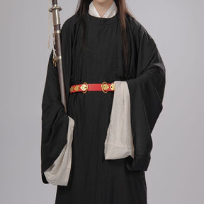 song dynasty cloth shoes men's hanfu black round collar robe - Jianxi Hanfu