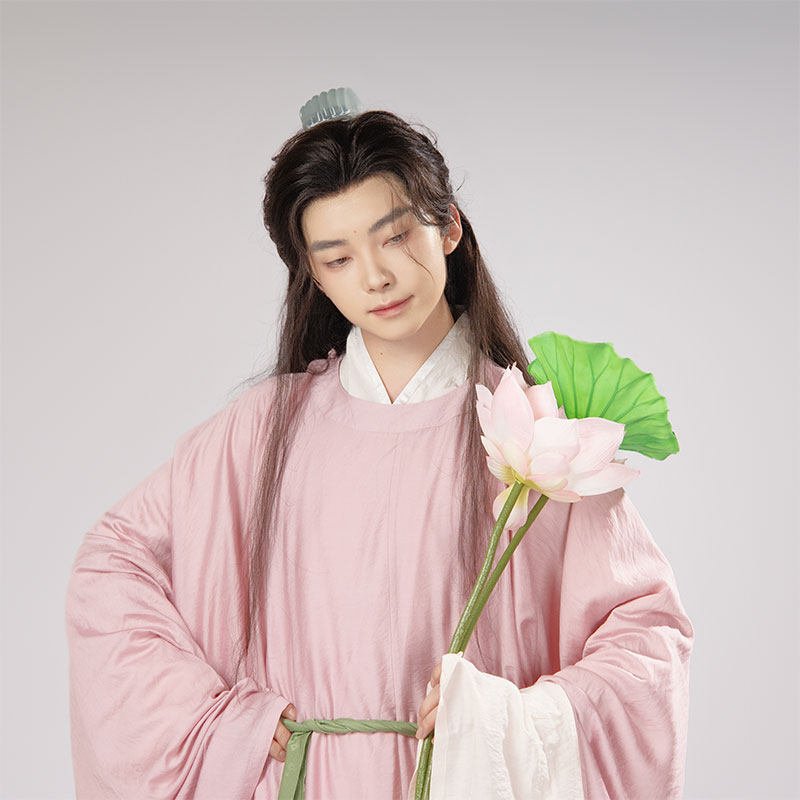 song dynasty cloth shoes men's hanfu pink robe - Jianxi Hanfu