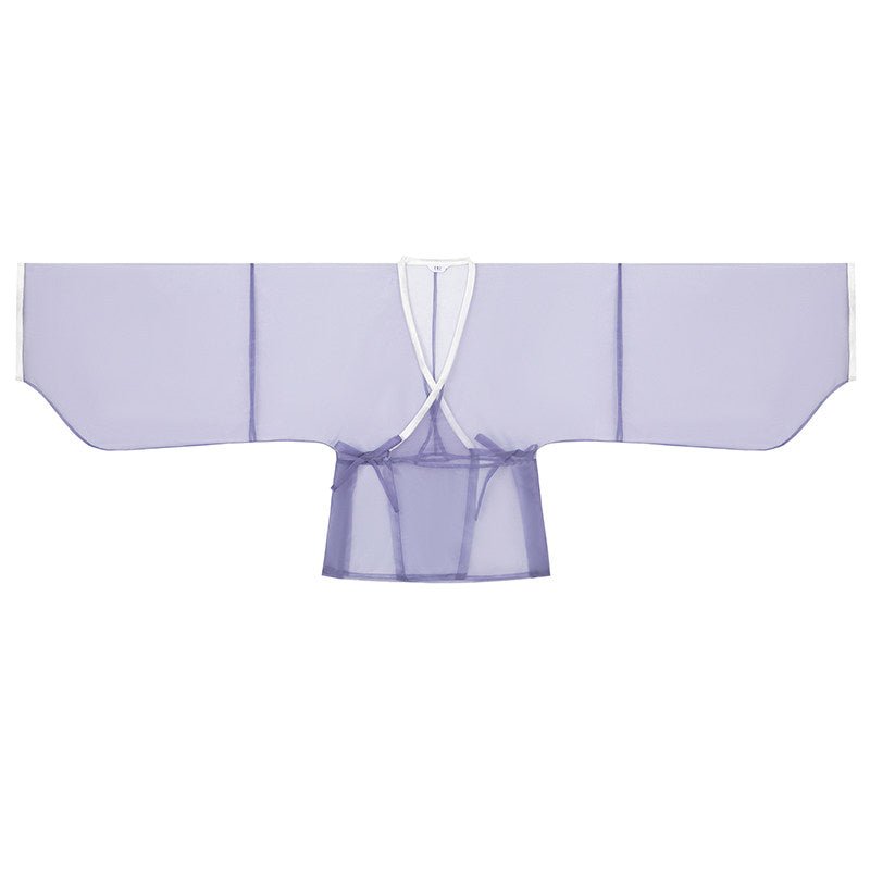 chinese song dynasty cloth shoes women's hanfu blue cross collar shirt - Jianxi Hanfu