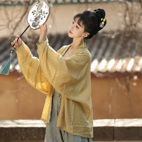 yellow duijin shirt women's clothes - Jianxi Hanfu