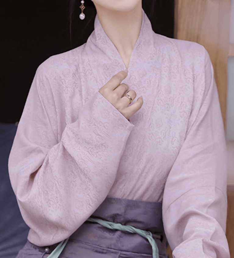 pink cross collar shirt song dynasty clothes - Jianxi Hanfu
