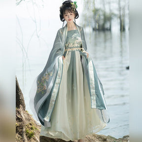 chinese song dynasty cloth shoes spring dress green ruqun dress - Jianxi Hanfu
