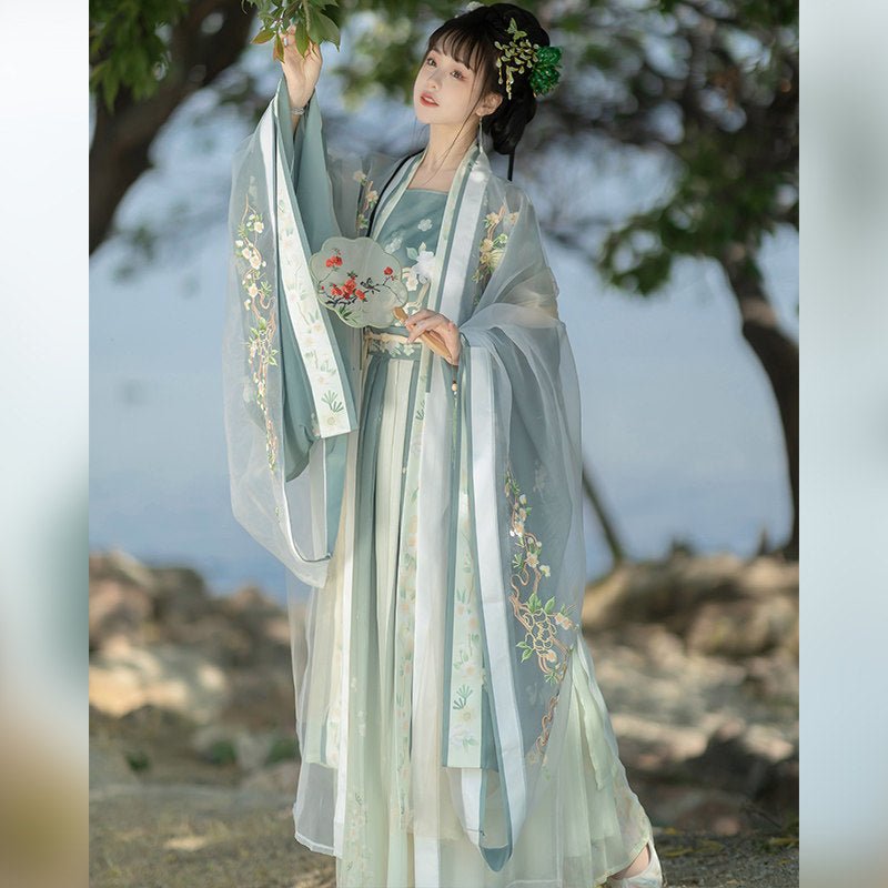 chinese song dynasty cloth shoes green dashan shirt - Jianxi Hanfu
