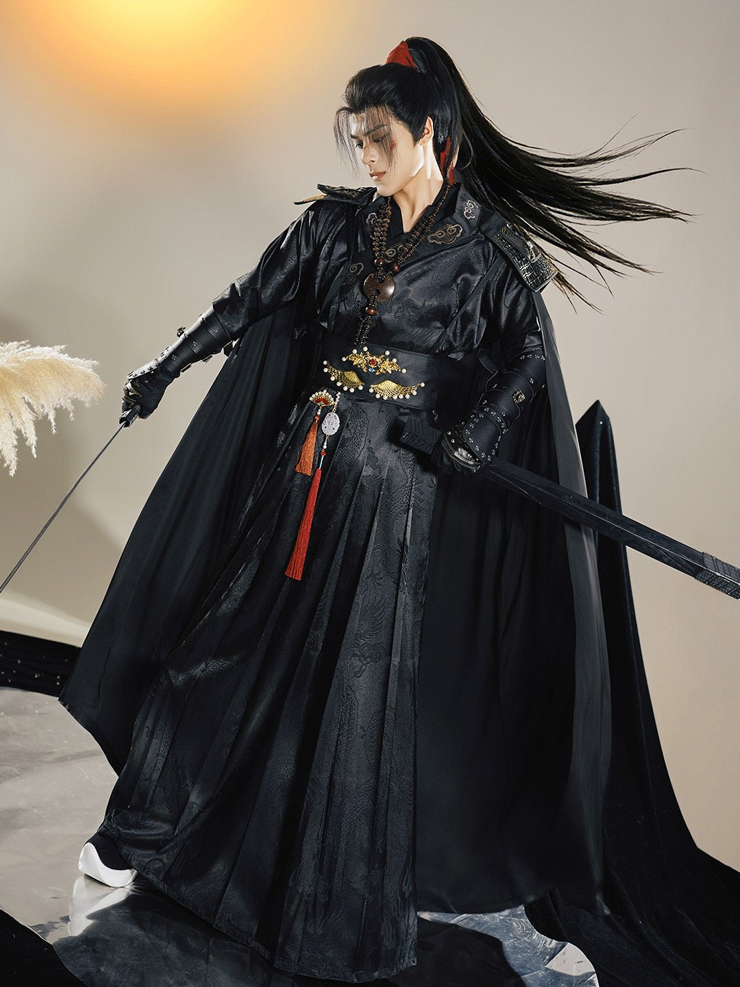 chinese song dynasty women's wuxia costume black cloak - Jianxi Hanfu