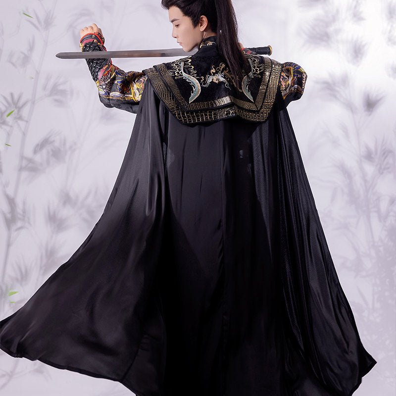 chinese style black cloak wuxia costume - Jianxi Hanfu