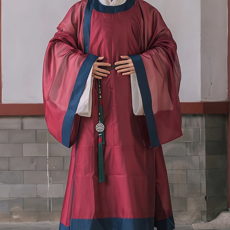song dynasty men's hanfu red lanshan robe - Jianxi Hanfu