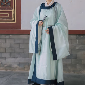 song dynasty men's hanfu green lanshan robe - Jianxi Hanfu