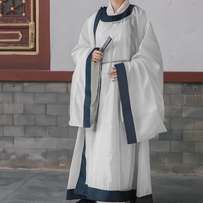 song dynasty men's hanfu white lanshan robe - Jianxi Hanfu