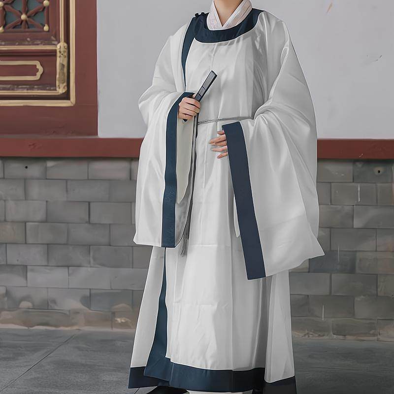 song dynasty men's hanfu white lanshan robe - Jianxi Hanfu