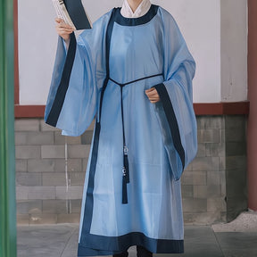 song dynasty men's hanfu blue lanshan robe - Jianxi Hanfu