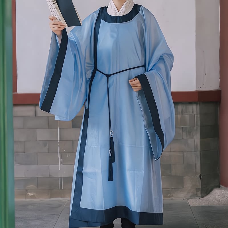 song dynasty men's hanfu blue lanshan robe - Jianxi Hanfu