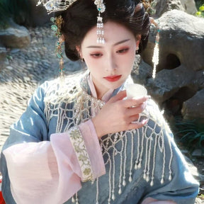 chinese style qipao pearl yunjian women's hanfu cloud collar - Jianxi Hanfu