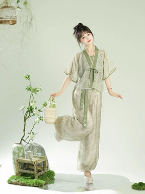 song dynasty women's summer hanfu cloth green camisole - Jianxi Hanfu
